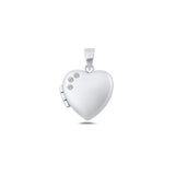 Sterling Silver Polished Clear CZ Heart Locket Pendant