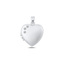 Load image into Gallery viewer, Sterling Silver Polished 17.3mm Clear CZ Heart Locket Pendant