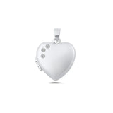 Sterling Silver Polished 17.3mm Clear CZ Heart Locket Pendant