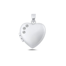 Load image into Gallery viewer, Sterling Silver Polished 20.2mm Clear CZ Heart Locket Pendant