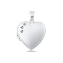 Load image into Gallery viewer, Sterling Silver Polished 23.4mm Clear CZ Heart Locket Pendant