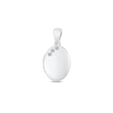 Sterling Silver Polished Clear CZ Oval Locket Pendant