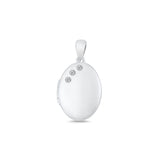 Sterling Silver Polished 17mm Clear CZ Oval Locket Pendant