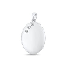 Load image into Gallery viewer, Sterling Silver Polished 23mm Clear CZ Oval Locket Pendant