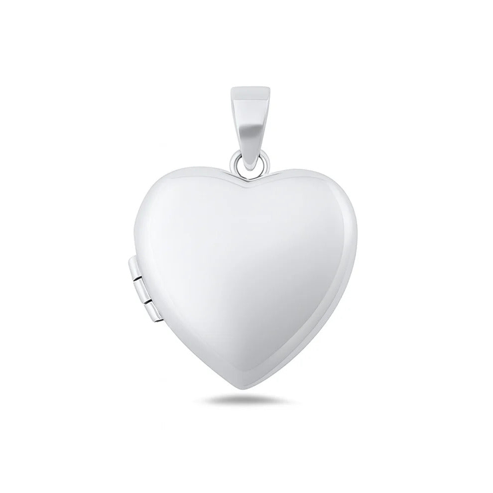 Sterling Silver Polished 23.5mm Heart Locket Pendant