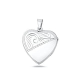 Sterling Silver Polished Engraved 26mm Heart Locket Pendant