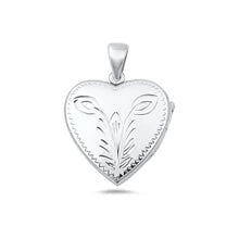 Load image into Gallery viewer, Sterling Silver Polished 26mm Engraved Heart Locket Pendant