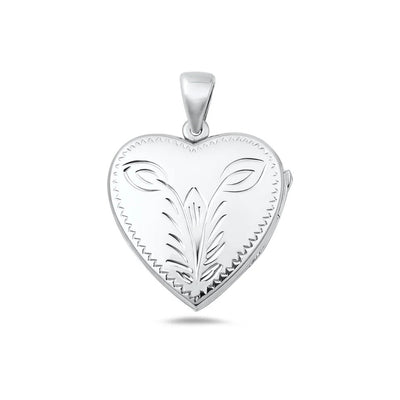 Sterling Silver Polished 26mm Engraved Heart Locket Pendant