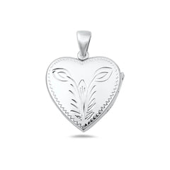 Sterling Silver Polished 26mm Engraved Heart Locket Pendant