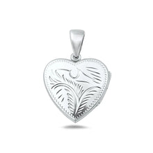 Load image into Gallery viewer, Sterling Silver Polished Engraved Heart 26mm Locket Pendant