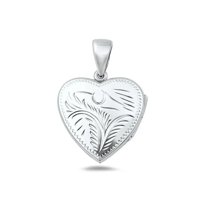 Sterling Silver Polished Engraved Heart 26mm Locket Pendant