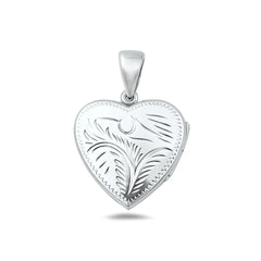 Sterling Silver Polished Engraved Heart 26mm Locket Pendant