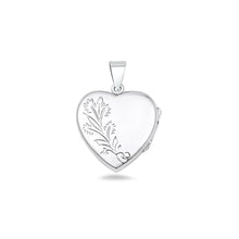 Load image into Gallery viewer, Sterling Silver Polished Engraved Heart 20mm Locket Pendant