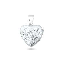 Load image into Gallery viewer, Sterling Silver Polished Engraved 22mm Heart Locket Pendant