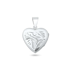 Sterling Silver Polished Engraved 22mm Heart Locket Pendant