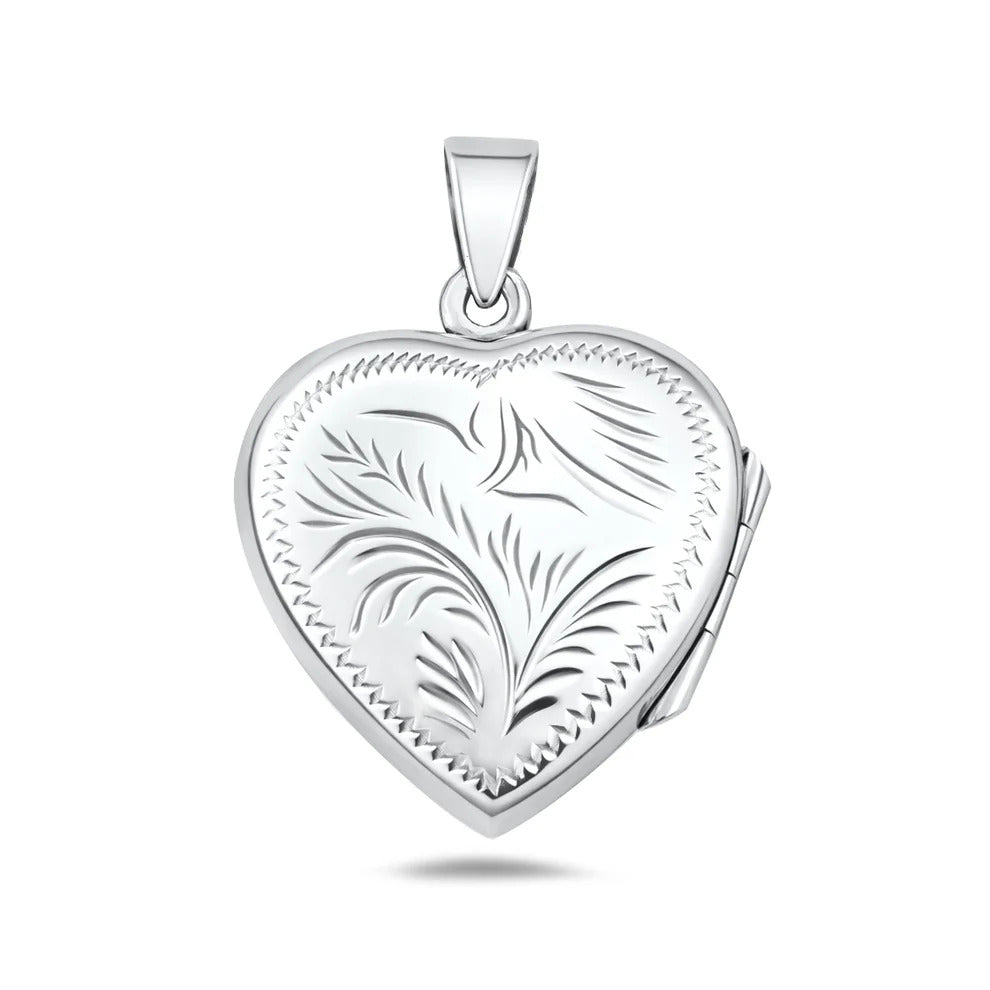 Sterling Silver Polished 30mm Engraved Heart Locket Pendant