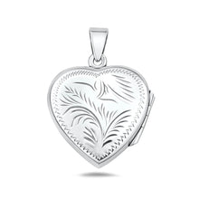 Load image into Gallery viewer, Sterling Silver Polished 30mm Engraved Heart Locket Pendant