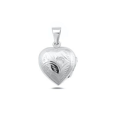 Sterling Silver Polished Engraved 20mm Heart Locket Pendant