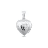 Sterling Silver Polished Engraved 20mm Heart Locket Pendant