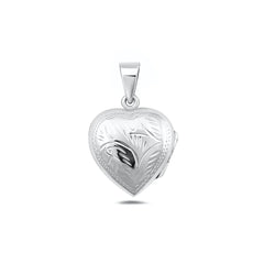 Sterling Silver Polished Engraved 20mm Heart Locket Pendant