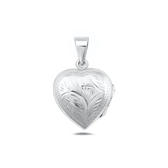 Sterling Silver Polished 22mm Engraved Heart Locket Pendant
