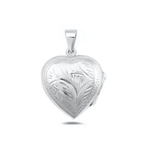 Sterling Silver Polished Heart Engraved Locket Pendant