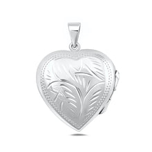 Load image into Gallery viewer, Sterling Silver Polished 30mm Heart Engraved Locket Pendant
