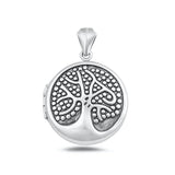 Sterling Silver Oxidized And Polished Tree Locket Pendant
