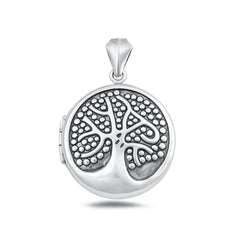 Sterling Silver Oxidized And Polished Tree Locket Pendant