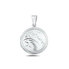 Sterling Silver Polished 24mm Engraved Round Locket Pendant