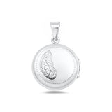 Sterling Silver Polished Engraved Round 25mm Locket Pendant