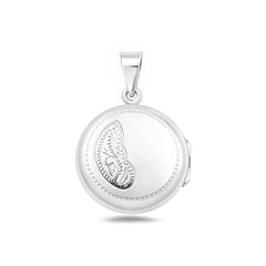 Sterling Silver Polished Engraved Round 25mm Locket Pendant