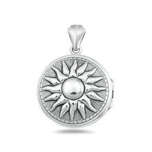 Load image into Gallery viewer, Sterling Silver Oxidized And Polished Sun Locket Pendant