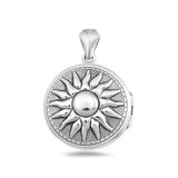 Sterling Silver Oxidized And Polished Sun Locket Pendant