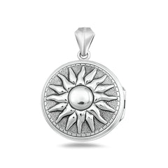 Sterling Silver Oxidized And Polished Sun Locket Pendant