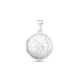 Sterling Silver Polished Engraved Round Locket Pendant
