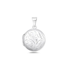 Sterling Silver Polished Engraved Round Locket Pendant