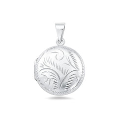Sterling Silver Polished 25mm Engraved Round Locket Pendant