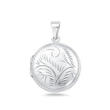 Sterling Silver Polished 29mm Engraved Round Locket Pendant