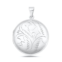 Load image into Gallery viewer, Sterling Silver Polished 35mm Engraved Round Locket Pendant