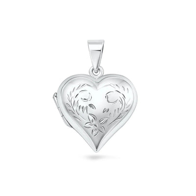 Sterling Silver Polished 24mm Engraved Heart Locket Pendant