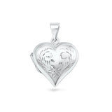 Sterling Silver Polished 24mm Engraved Heart Locket Pendant