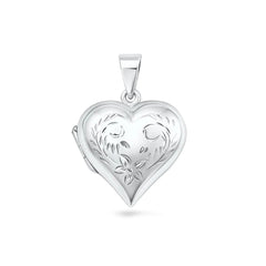 Sterling Silver Polished 24mm Engraved Heart Locket Pendant