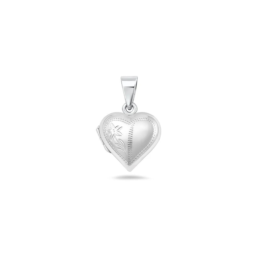 Sterling Silver Polished 14mm Engraved Heart Locket Pendant