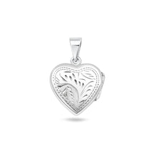 Load image into Gallery viewer, Sterling Silver Polished 20mm Engraved Heart Locket Pendant