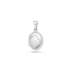 Sterling Silver Polished 16mm Engraved Oval Locket Pendant