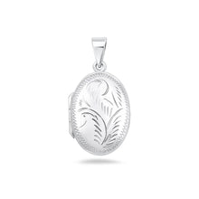Load image into Gallery viewer, Sterling Silver Polished 25mm Engraved Oval Locket Pendant