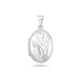 Sterling Silver Polished 25mm Engraved Oval Locket Pendant