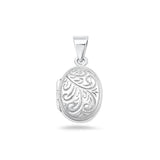 Sterling Silver Polished Engraved Oval Locket Pendant