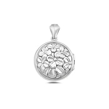 Load image into Gallery viewer, Sterling Silver Polished Floral Locket Pendant